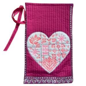 Free People | NWOT | One Perfect Present Heart Embroidered Gift Sack | Pink